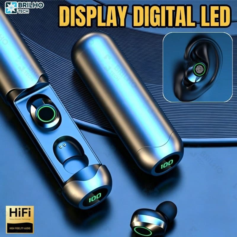 Fones de Ouvido Bluetooth 5.3 Sem Fio - TWS Headset Gamer com Controle Touch e Fones Esportivos-BT