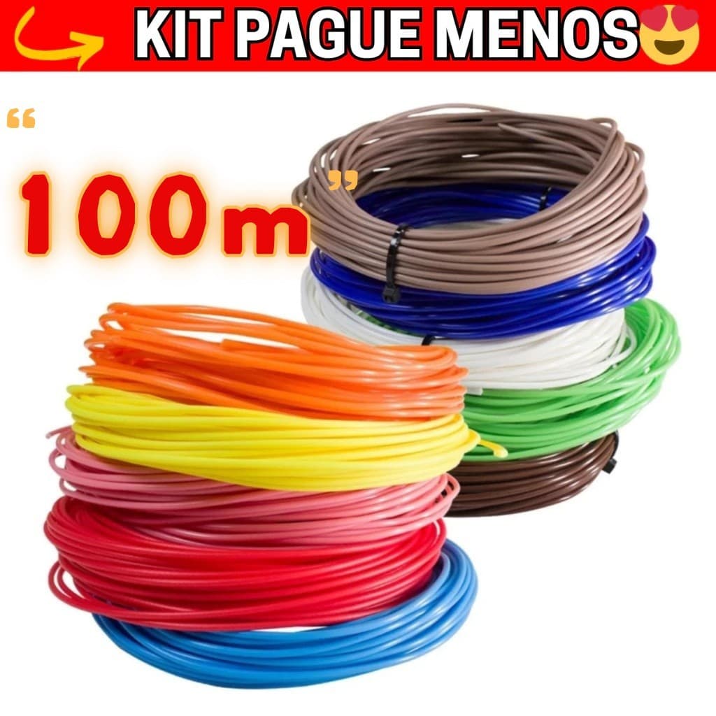 Refil Filamento PLA Kit 10 Rolos 100 / 120 M PRA Caneta 3D