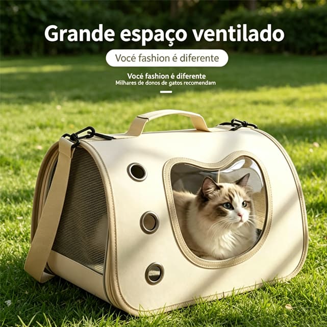 Bolsa/Colméia Portátil para Gato com Espaço Grande e Ventilação, Modelo Transversal e de Mão, para Saídas Afora