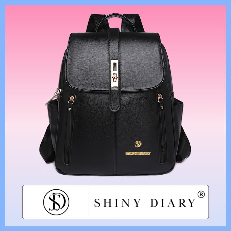 Shiny Diary Mochila Feminina Média Universitária De Qualidade De Costas Em Couro Sintético Cangurus