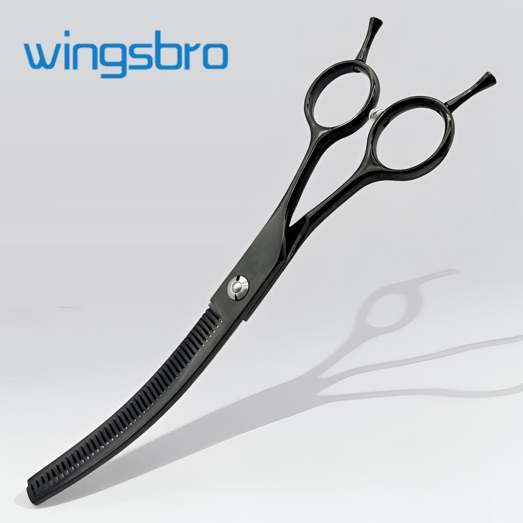 Wingbro Tesoura Para Cães , Profissional De 7 " Cuidados Com Animais De Estimação Curvada Groomer , Curvar , Desbaste
