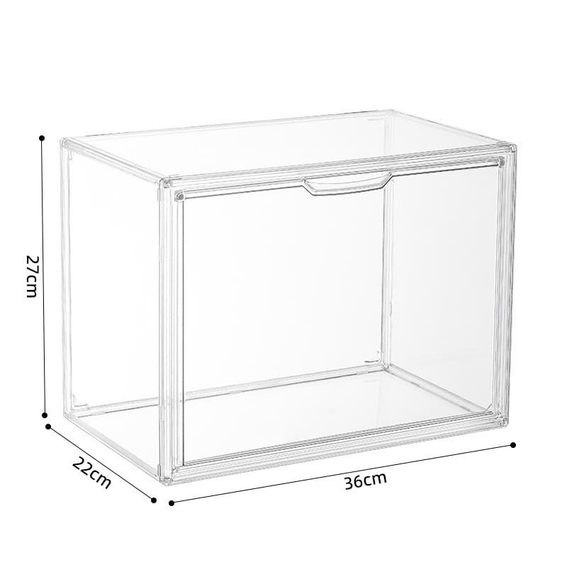 Caixa Organizadora de Acrílico Empilhável 36x27x22cm com Tampa e Fecho Magnético