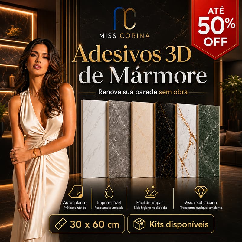 Kit Placa Mármore 3D Adesiva Parede Relevo Lavável 30x60cm