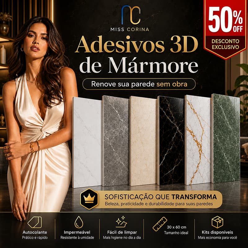 Placas Mármore 3D Impermeável Parede Decoração 30x60cm