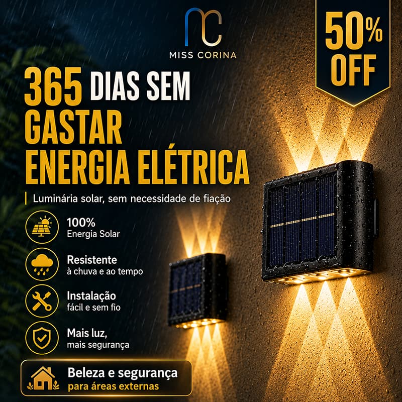 Luminária Solar Parede À Prova D’Água Automática Externa