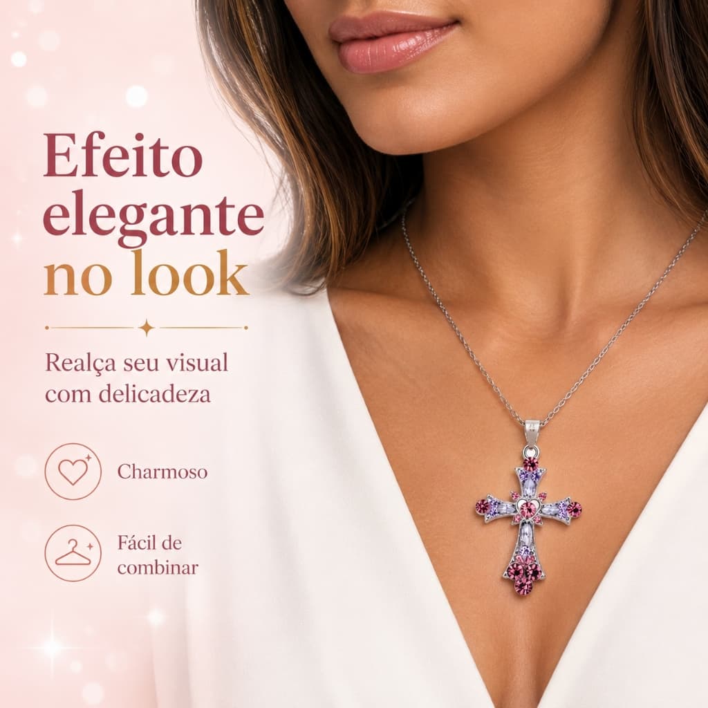 Colar Crucifixo Gótico Y2K com Zircônias Brilhantes, Corrente Prateada Estilo Punk Retrô Feminino