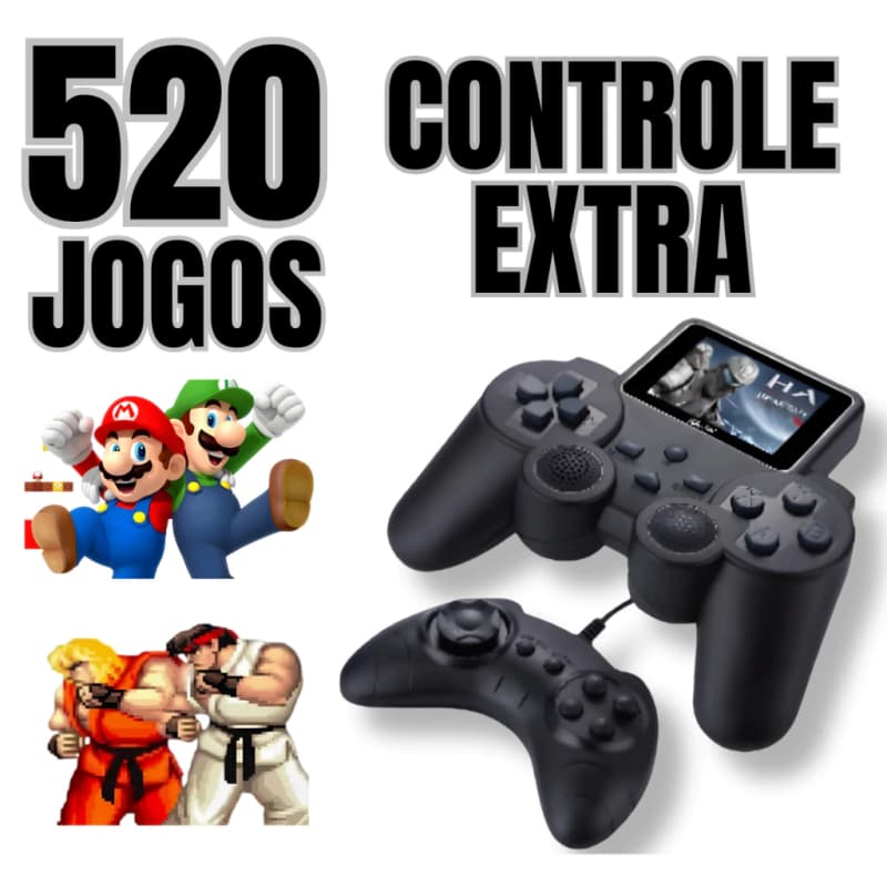 Controlador de Console de videogame Gamepad Gamer S10 portátil 520 jogo Mario tela retrô