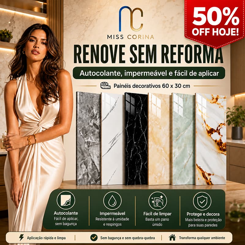 Revestimento Parede 3D Mármore Adesivo Lavável 30x60cm
