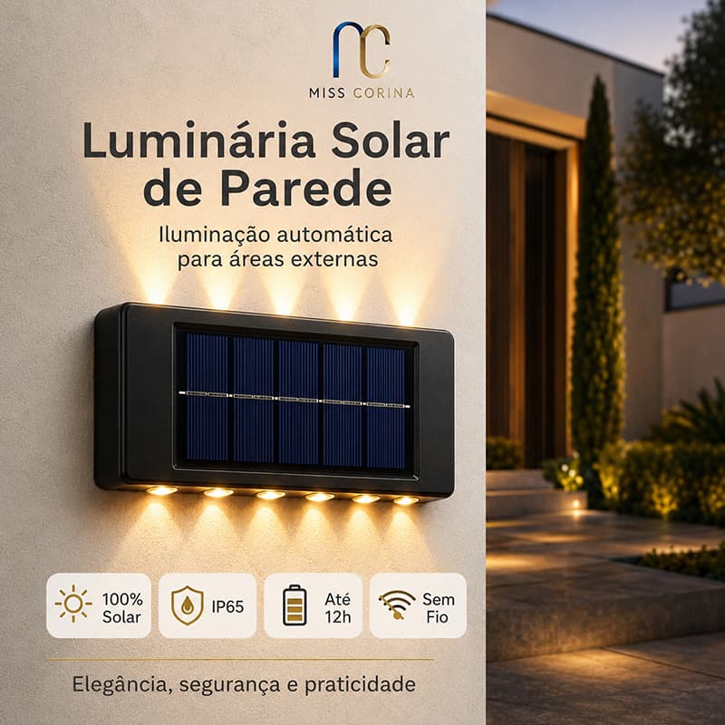 Luz Solar De Parede Com Sensor Automática Para Jardim Varanda