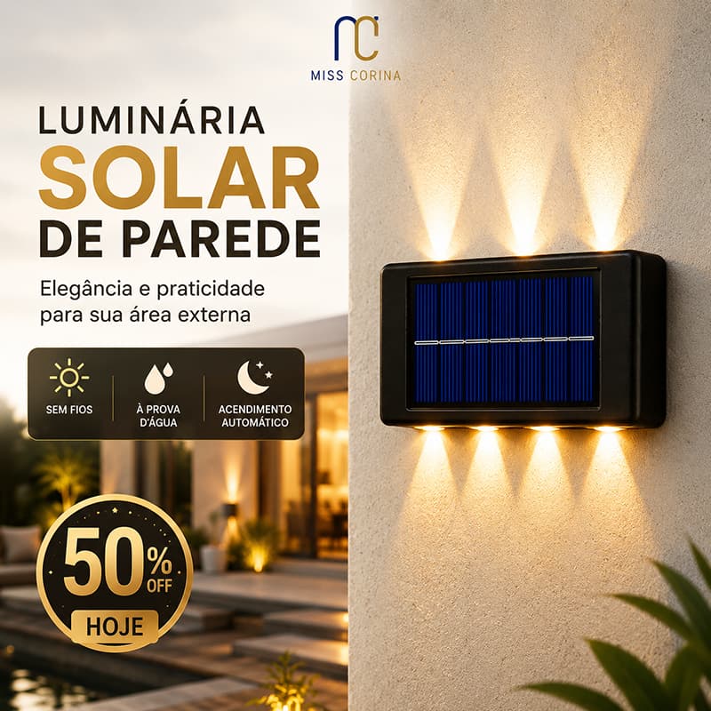 Arandela Solar Moderna Com Sensor Para Parede Jardim Externa