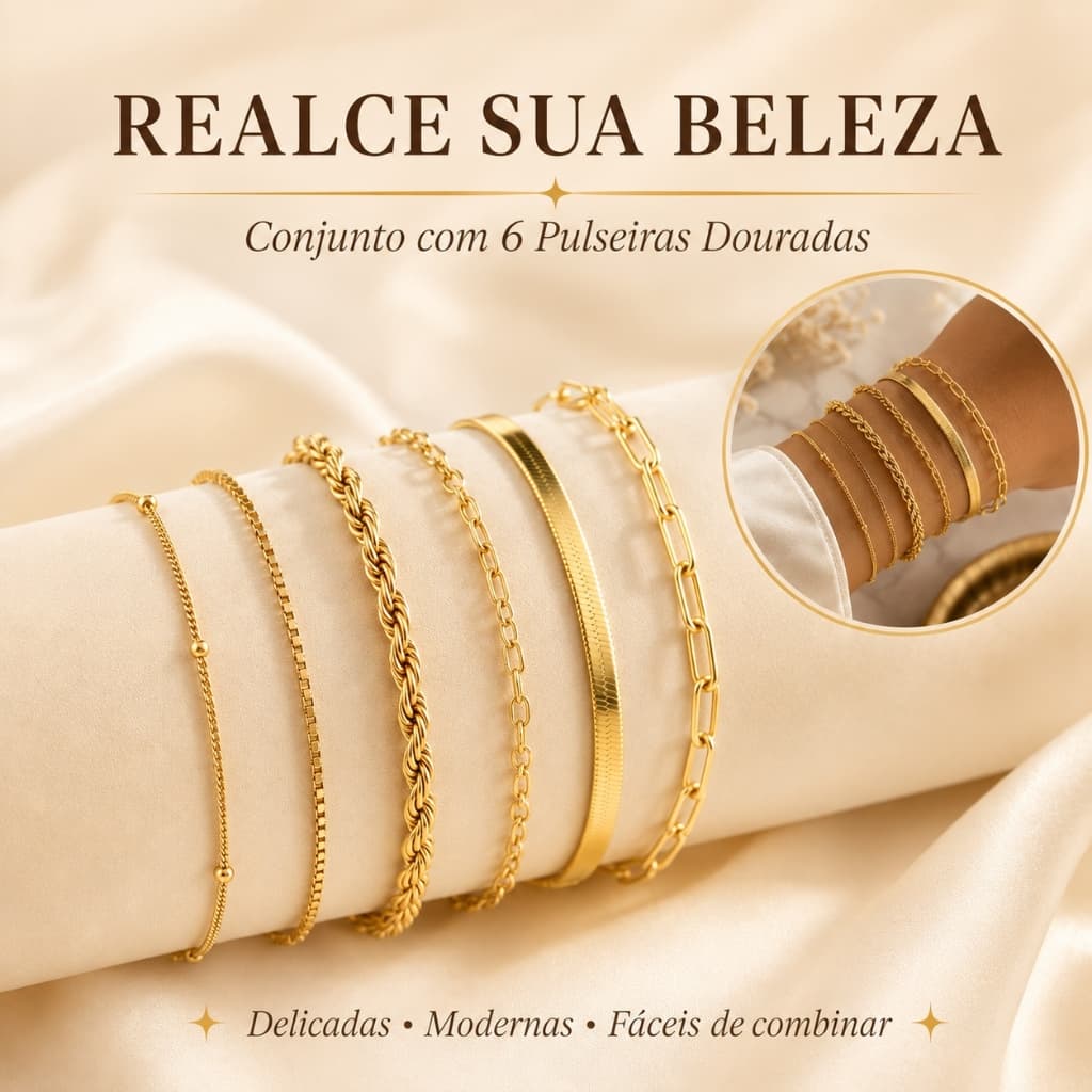 kit pulseiras semi joia banhada ouro 18k cordão baiano fio liso metalizada conjunto