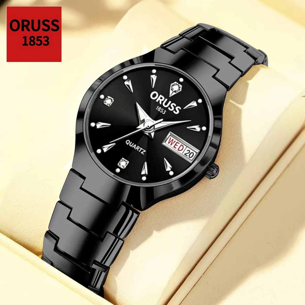 ORUSS Original Masculino Luxo Aço Inoxidável Calendário Duplo Luminoso Relógio À Prova D 'Água Moda Versão Coreana Relóg
