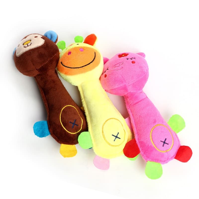 Kit De Brinquedos Para Cães Estridentes De Pelúcia Animal Bonito De 3 Pces , Duráveis Da Mastigação Do Companheiro De Lo