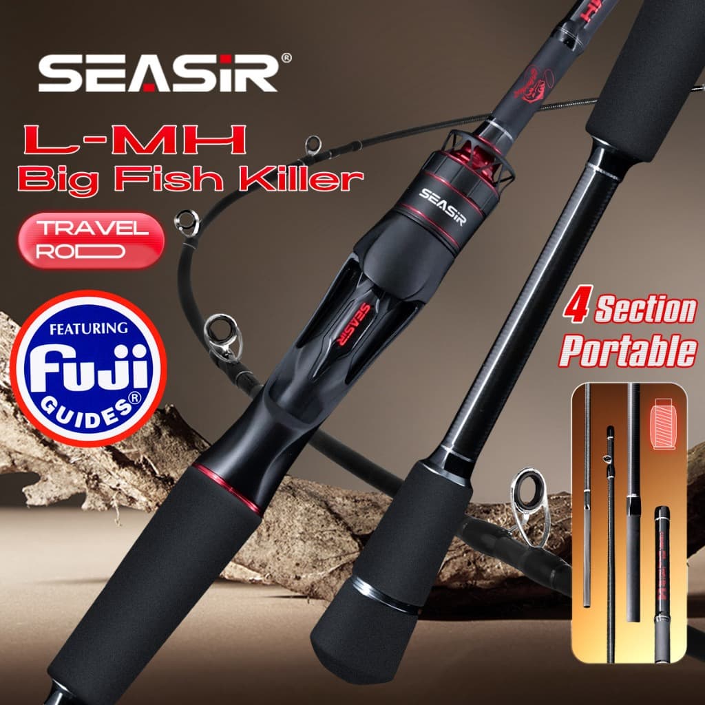 Seasir Salminus Vara De Pesca De Viagem De 4 Peças FUJI O Guide force M/MH Arrasto Máximo 6-9kg 1.83-1.98m/6-6 Pés Leve