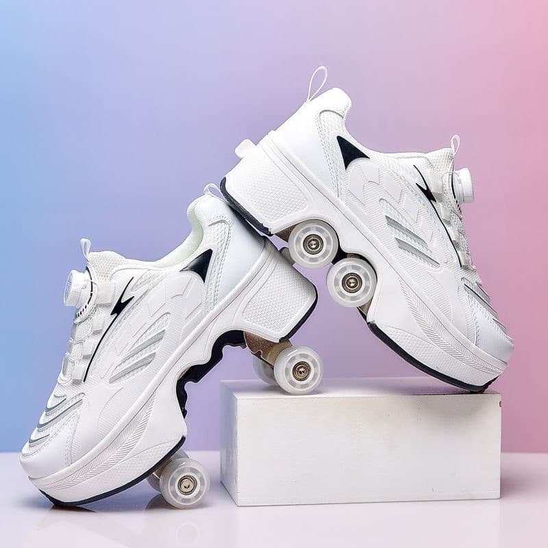 Quatro Rodas Sapatos De Fuga Meninos Meninas Skate Explosão Caminhada Adulto Polia