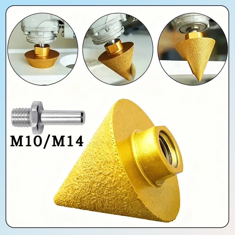 Broca De Chanfro Biselada Diamantada De 38-50mm-Rosca M10 M14 Brasada Para Granito E Mármore , Ampliação De Furos