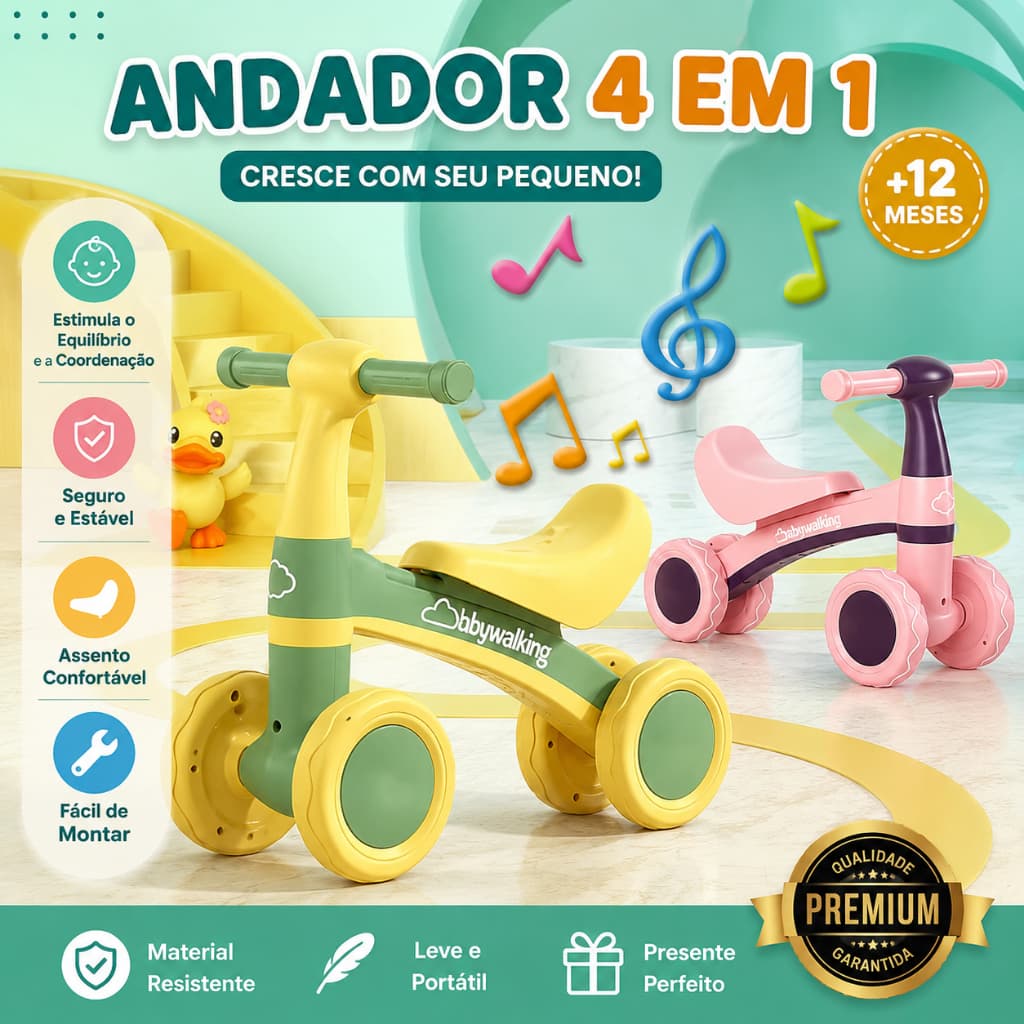 Kids Balance Bike 1-3 Anos , Scooter Deslizante Sem Pedal Para Crianças 2 Em 1 Meninos E Meninas patinete infantil