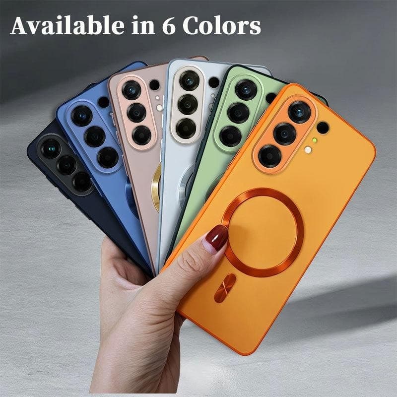 Para Samsung Galaxy S26 S25 + S24 S23 Ultra Plus S25 FE Caso De Telefone Magnético Textura Da Pele Fosca Capa À Prova De