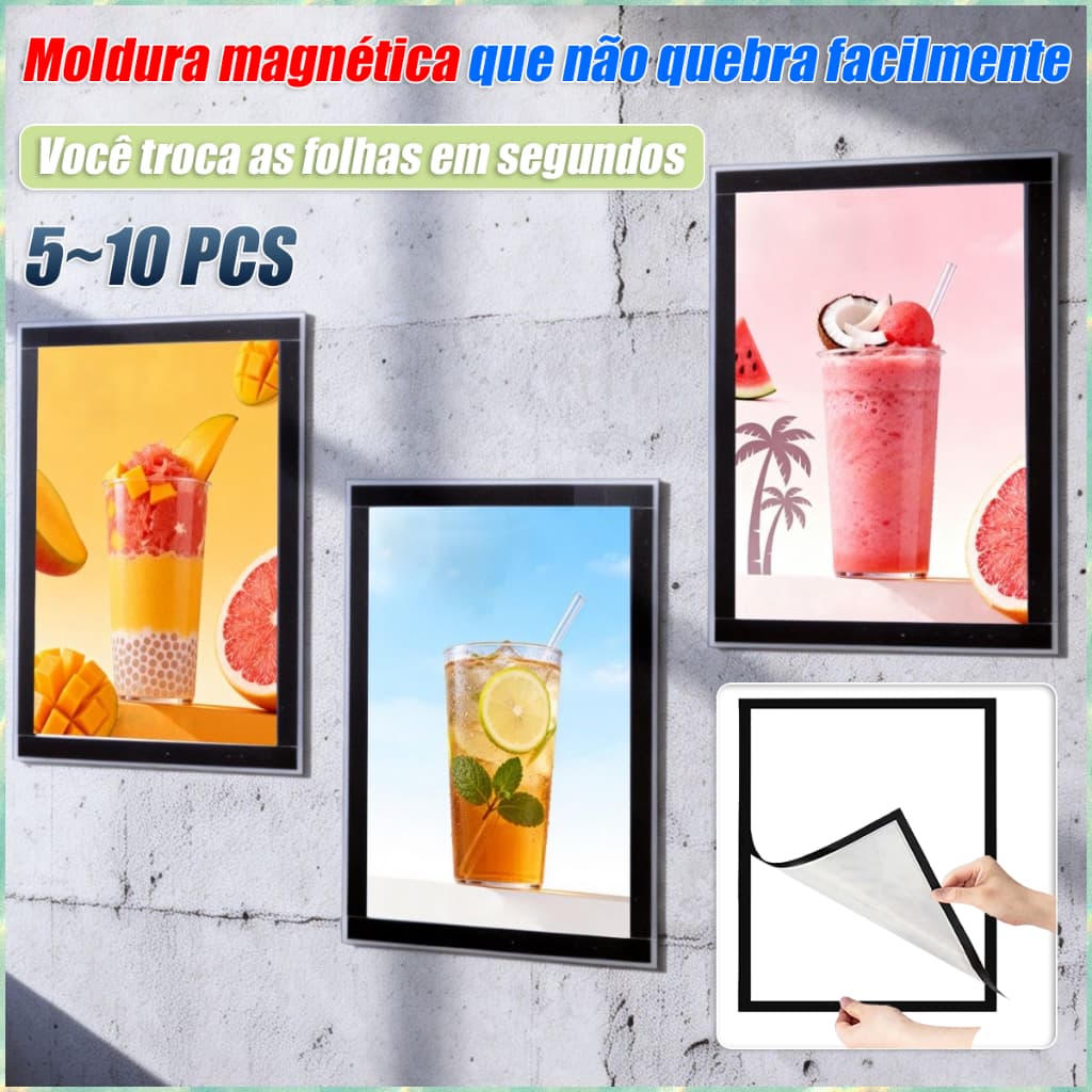 5~10 Porta Display Autoadesivo e Fechamento Magnético A4