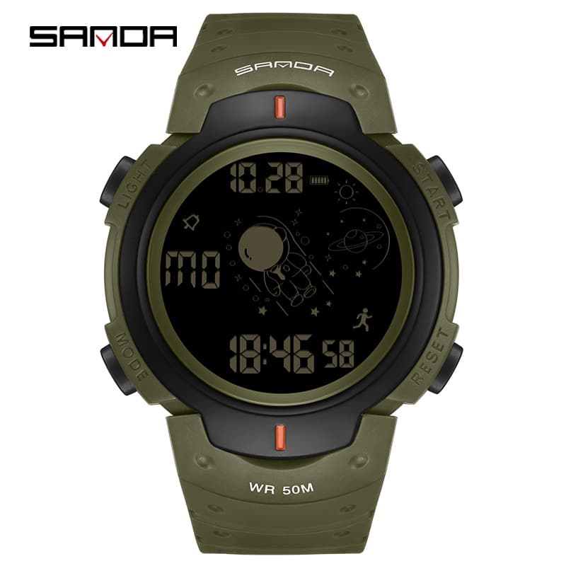 SANDA 2155 Digital Sports Boy Student Men LED Relógios De Pulso Relógio Multifuncional Eletrônico Luminoso À Prova D'águ