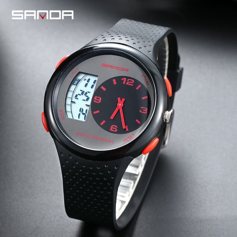SANDA 763 Relógio Digital Masculino Militar Exército Esporte De Pulso De Quartzo LED À Prova D'água Eletrônico-4