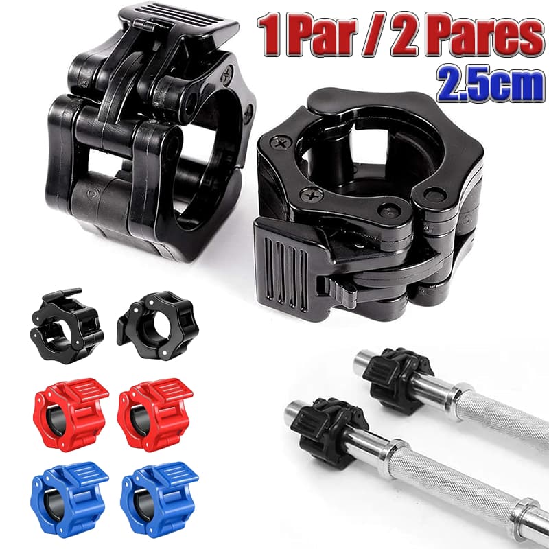Par de Presilhas 25mm Barra de Academia Musculação - Clip Trava Rápida Jaw Lock Halter Pequeno 2,5cm
