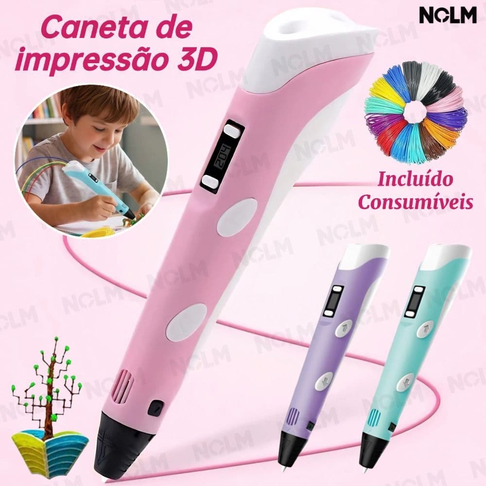 Caneta 3D Impressora Manual Infantil e Adulto Com Filamentos DIY Filamento Plastico Seguro Para Crianças-NO