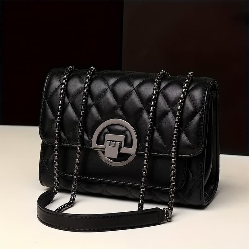 Bolsa de ombro elegante e versátil para mulheres com elegante bordado de corrente de diamante