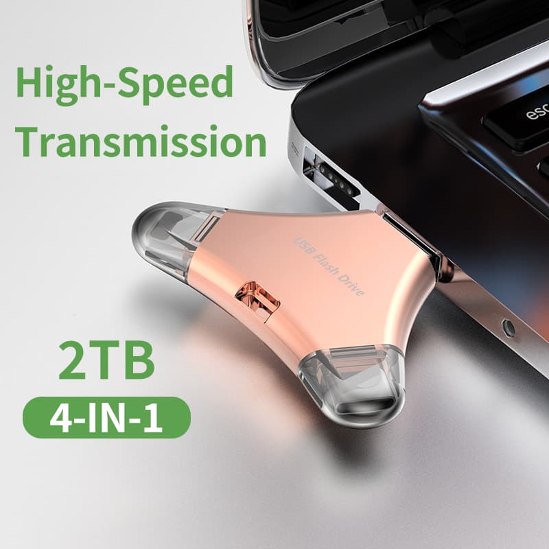 Unidade Flash USB 4 Em 1 Para iPhone , Bastão De Memória Multifuncional 2TBType-C E Solução De Armazenamento