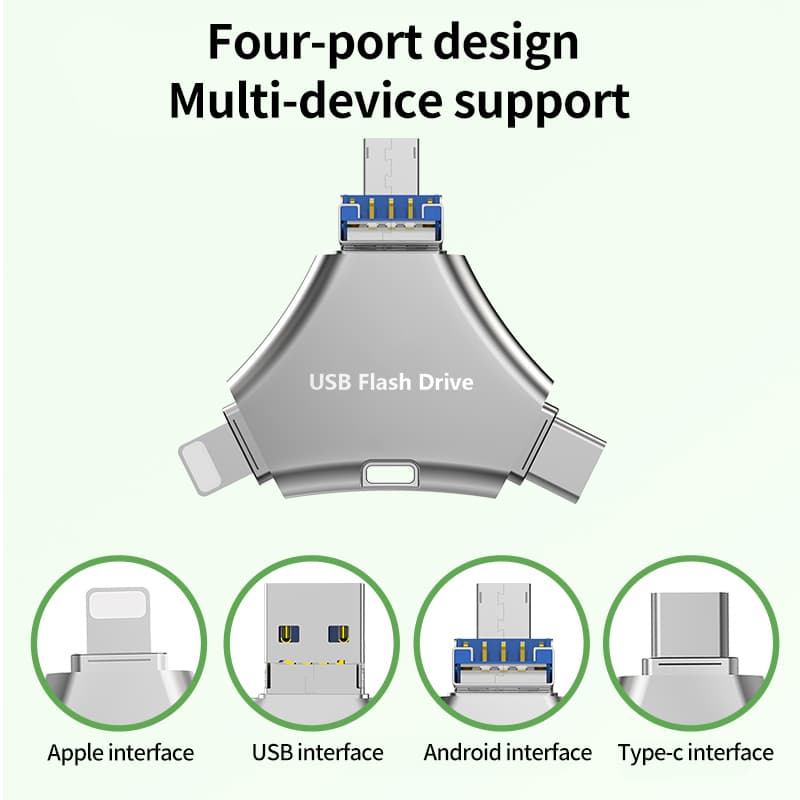 Unidade Flash USB De 3 Portas E De Polegar , Memória Microdrive-Solução Universal De Armazenamento