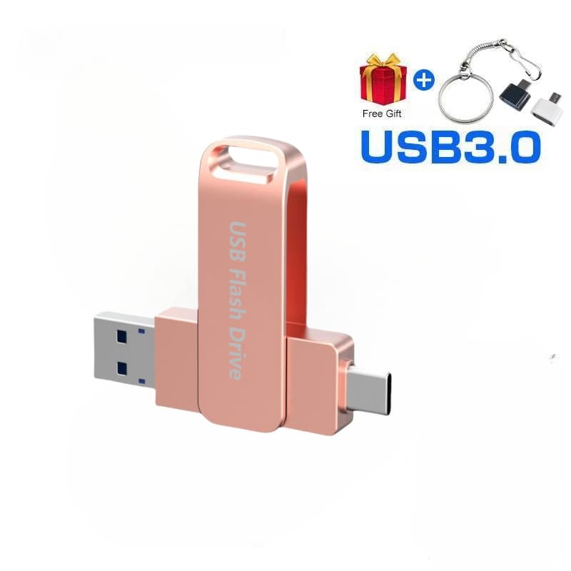 Unidade Flash USB OTG De Metal De 2 Tb Tipo C , Bastão De Armazenamento Externo 2 Em 1 Para iPhone E Android Memória De