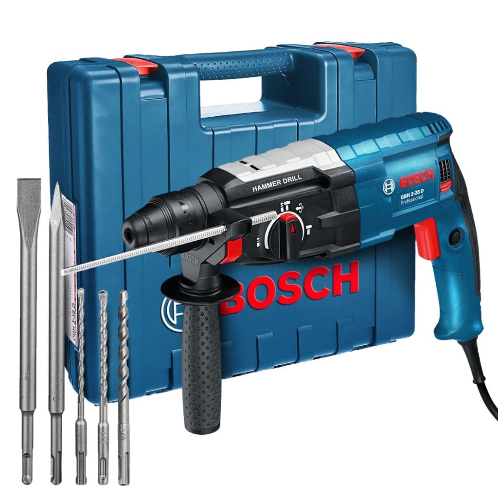 Rompedor  Furadeira de Impacto Martelete Bosch GBH2-28D Profissional Kit de nível industrial com brocas e maleta