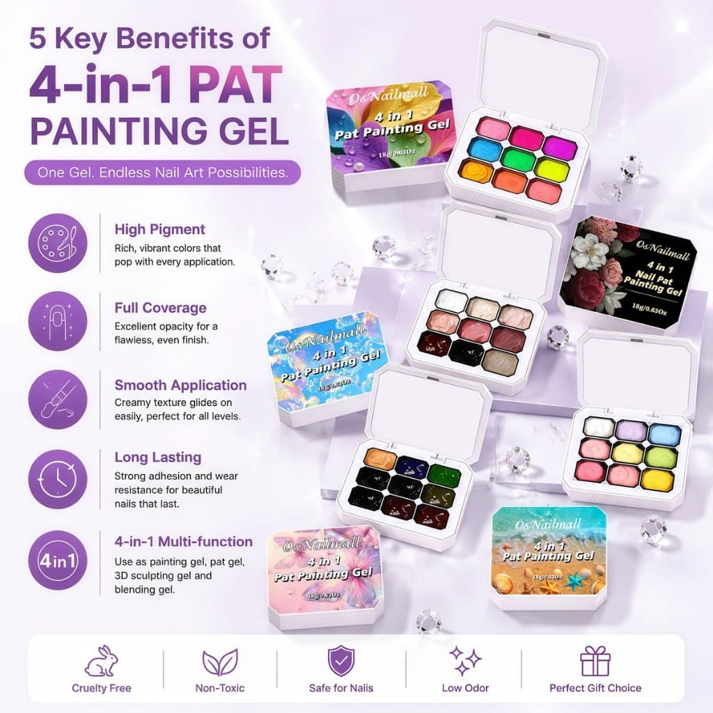 Osnailmall 9 Cores 4 Em 1 Pat Pintura Esmalte Gel Perfeito Para Criar Arte Unhas Com Flor De Verão Deslumbrante
