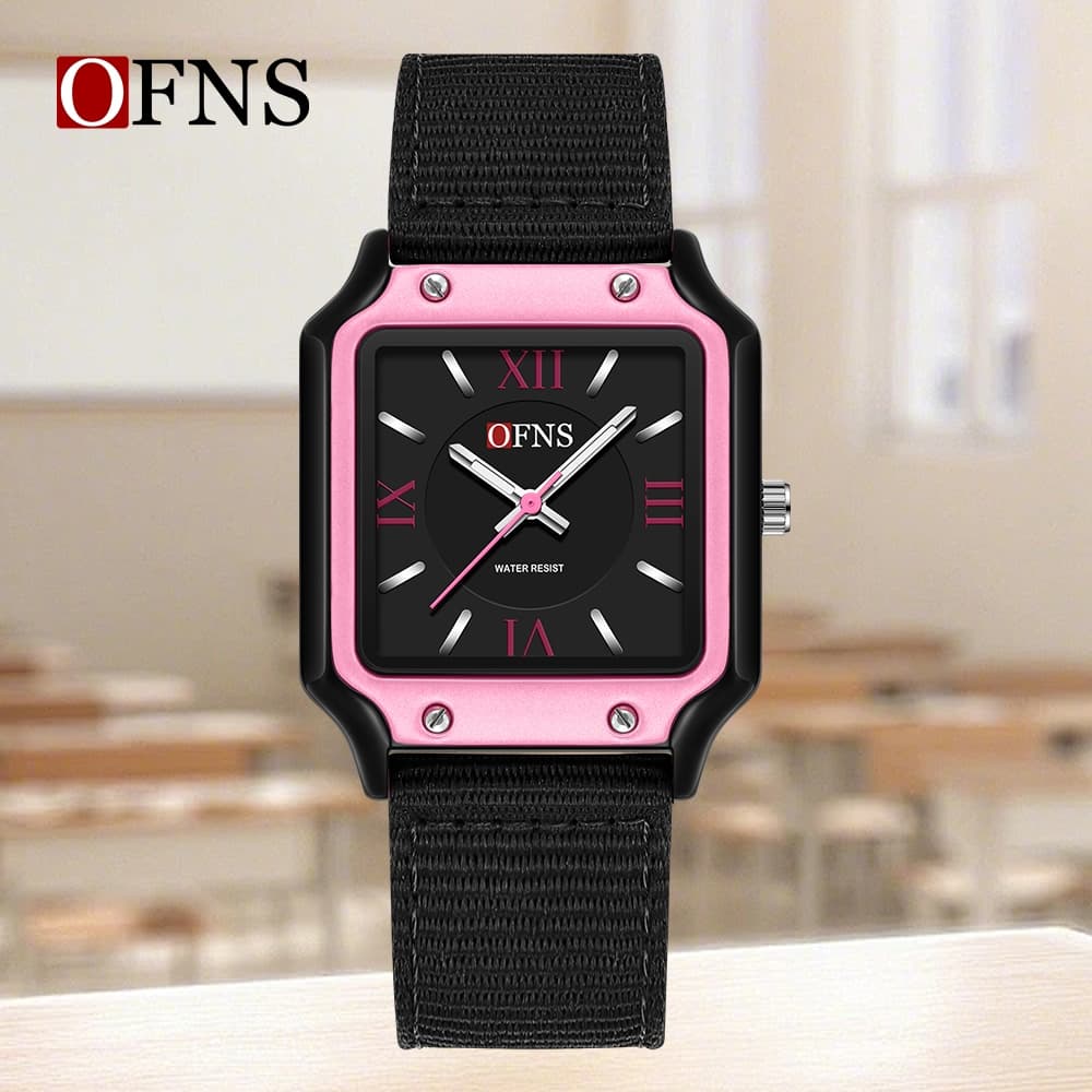 OFNS 7501 Relógio Feminino De Quartzo Fashion Criativo Mostrador Quadrado À Prova D'água De Escala Romana-7