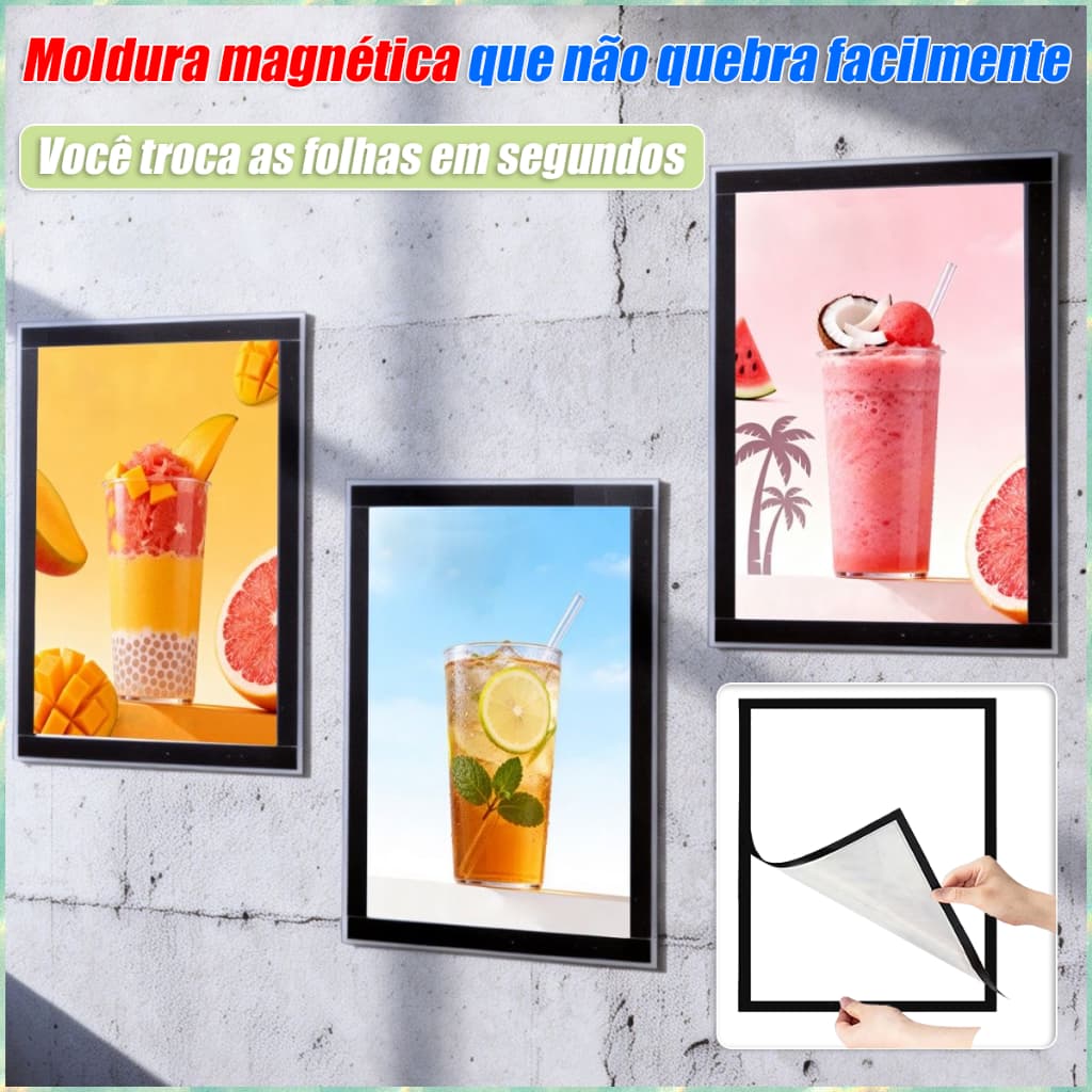 Estilo de fechamento de abertura magnética de placa de exibição autoadesiva 5 ~ 10 A4