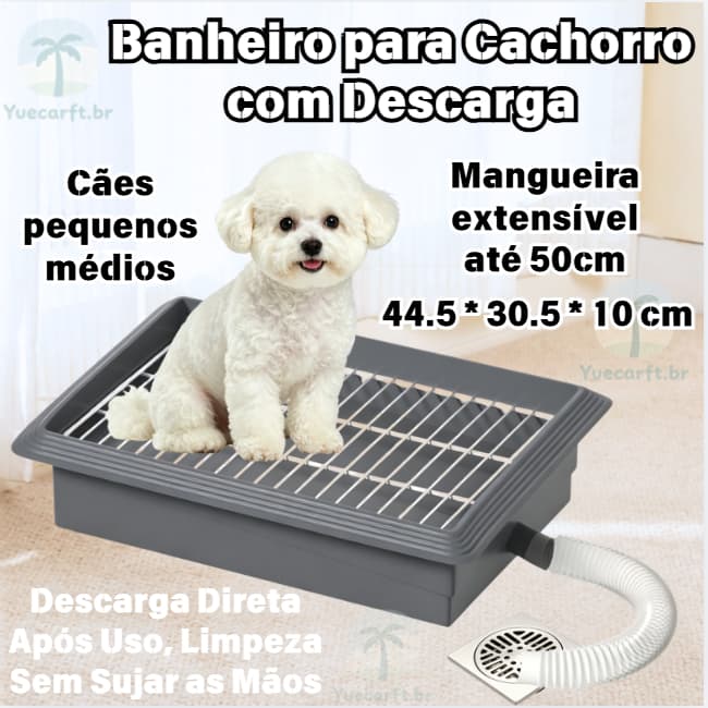 Banheiro Pet com Mangueira Extensível Anti Entupimento Grade Removível para Cães Pequeno e Médio yuecarft