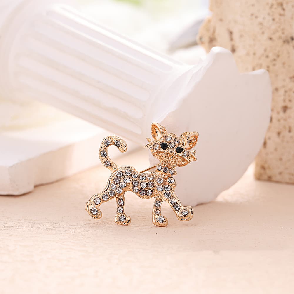 Broche de Animal fofo em formato de gato/abelha, acessórios para terno com alfinete antirreflexo