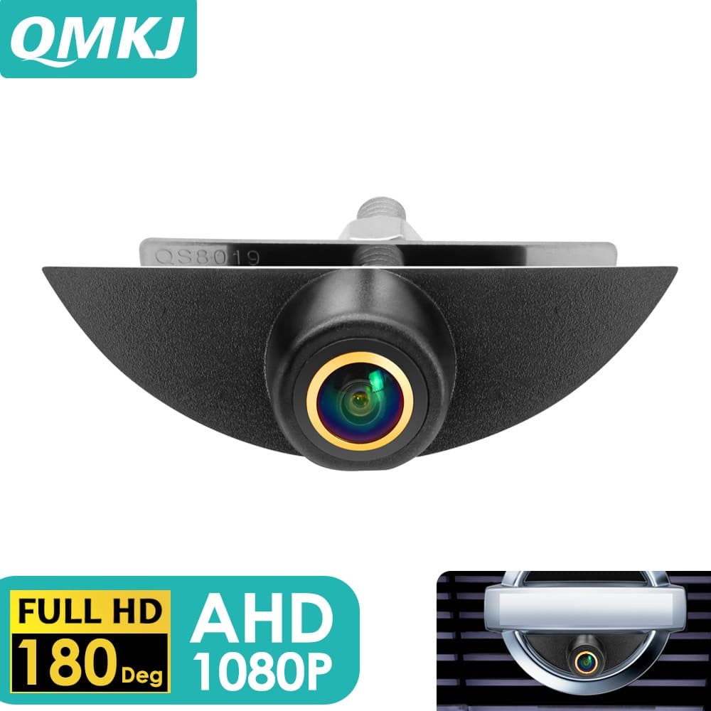 QMKJ CCD AHD 1080P Logotipo Do Veículo Câmera De Visão Frontal Para Nissan X-Trail Tiida Livina Qashqai Fairlady Pulsar