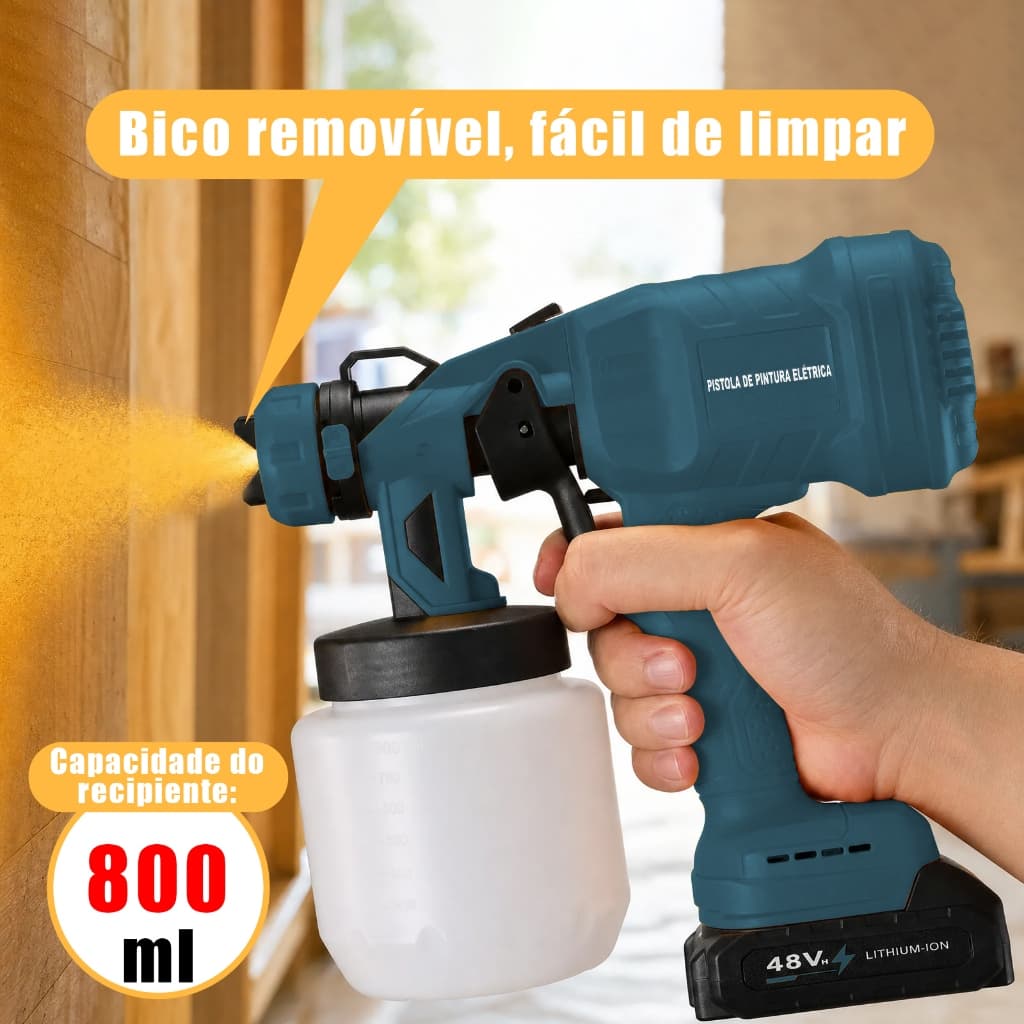 Pistola de Pintura Pulverizador Elétrico De Tinta Sem Fio 48V Bateria Dupla De Íon De Lítio Para Casa DIY