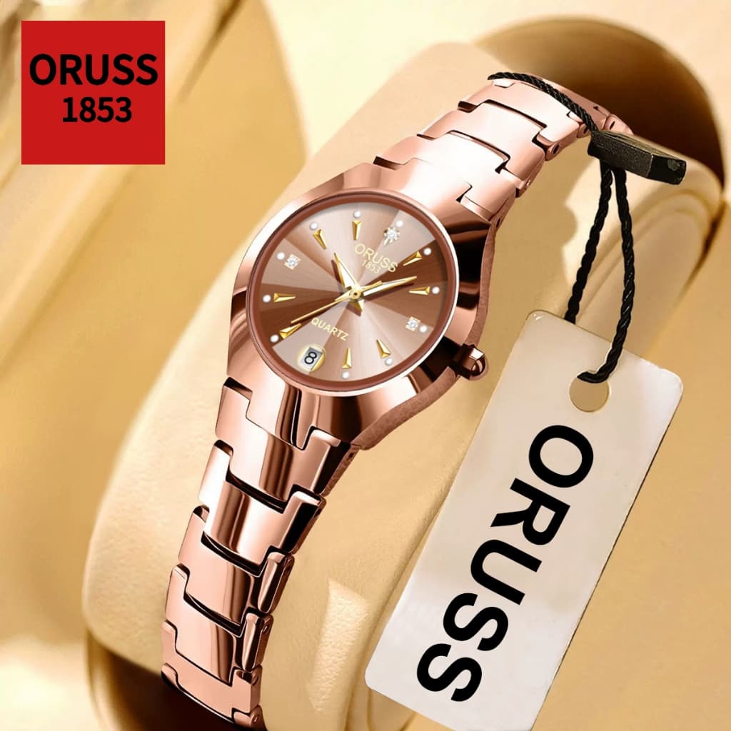 ORUSS Original Feminino Calendário Luxo Aço Inoxidável Luminoso À Prova D 'Água Pequeno Relógio Moda Versão Coreana Reló