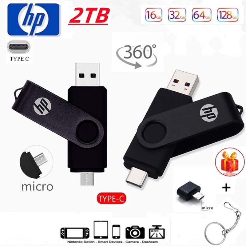 Unidade Flash OTG 64GB 128GB 256GB 2TB De Alta Velocidade Tipo-c Micro USB 2.0 512GB 1TB PenDrive Armazenamento Drive 16