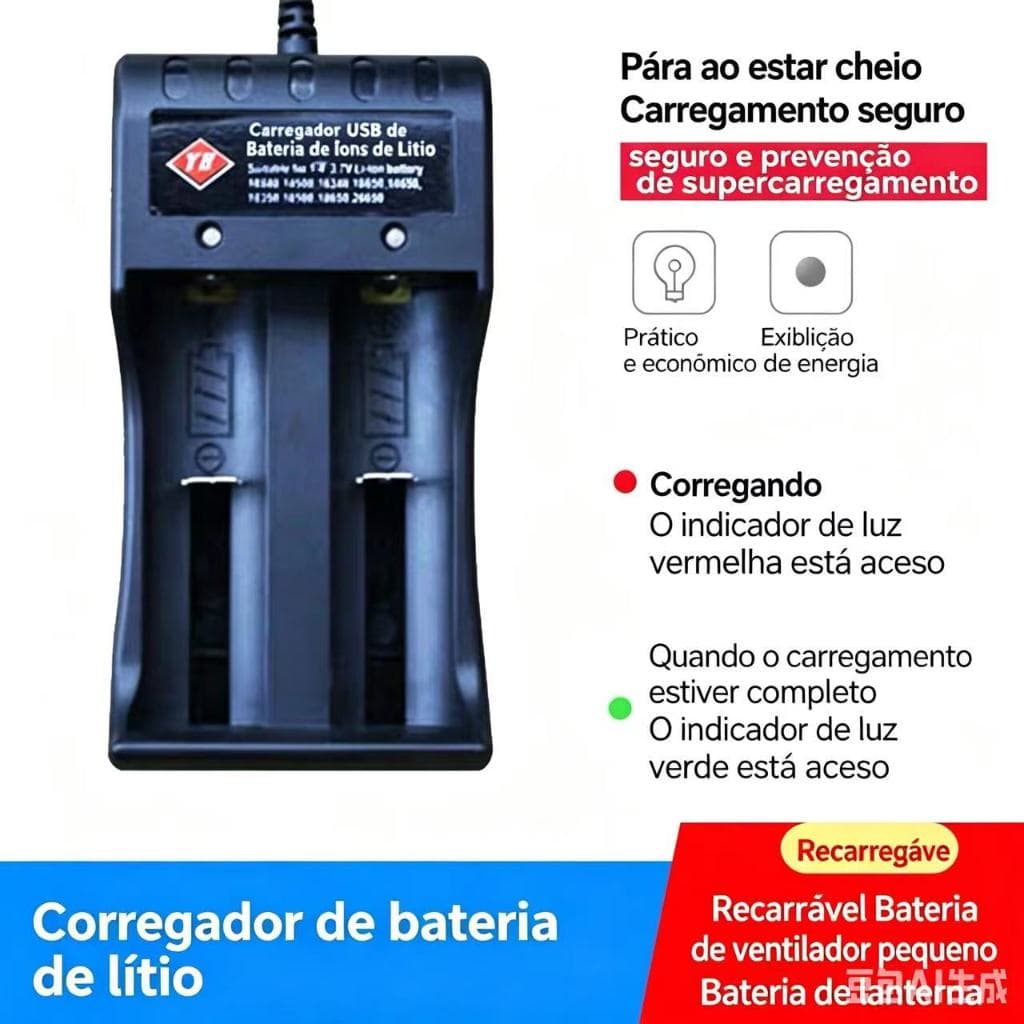 Carregador de bateria recarregável e 18650 3.7 V 2 baterias para microfone sem fio Ciclo de 1200 v