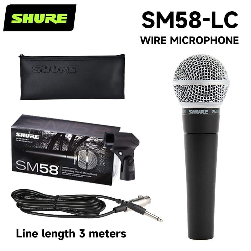 Microfone dinâmico profissional SHURE SM58-LC, Anti-roar, redução de ruído, microfone portátil com fio, adequado para us
