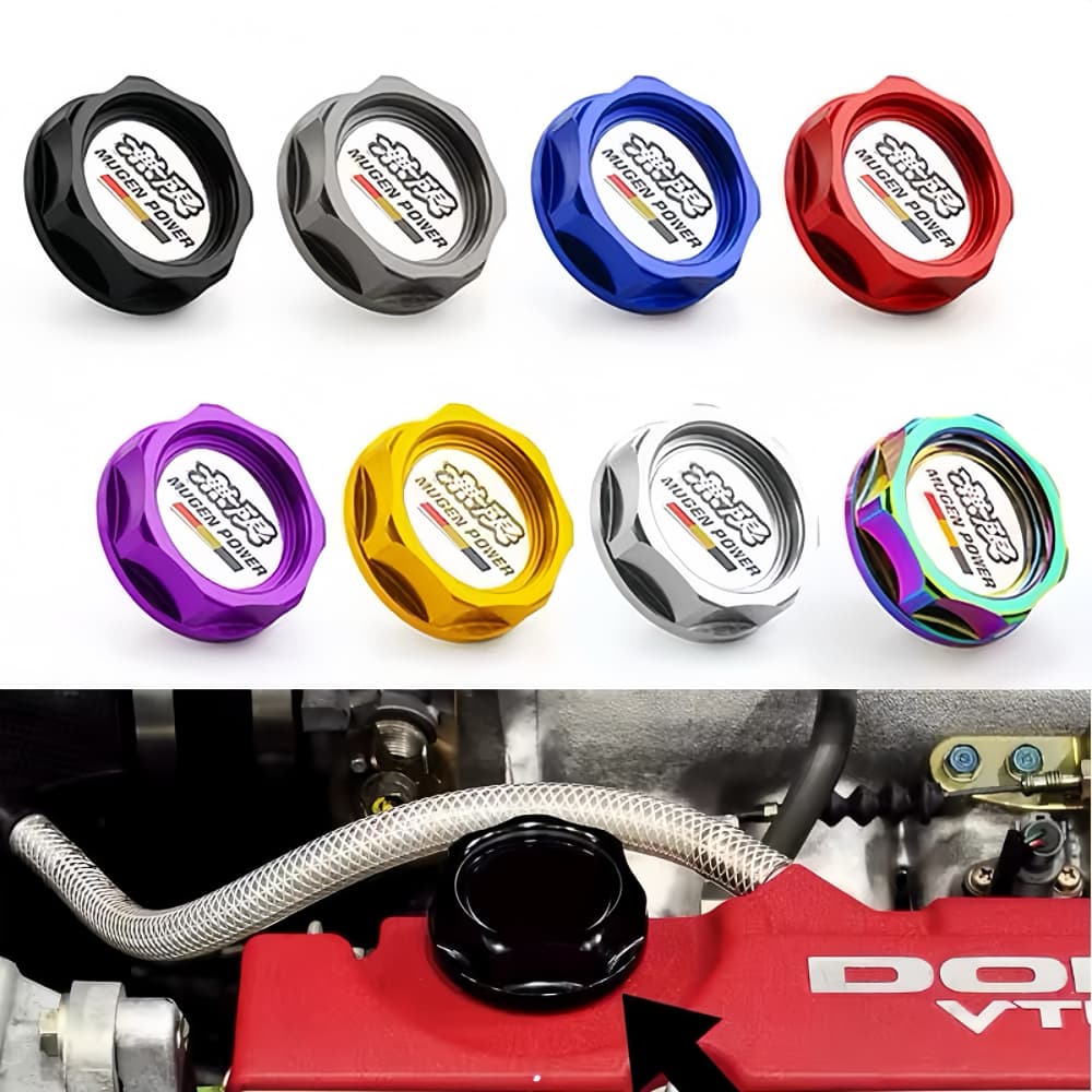 JDM Racing Style Tampa De Óleo Do Motor De Carro Modificação Tanque De Enchimento De Combustível Radiador De Alumínio Pa
