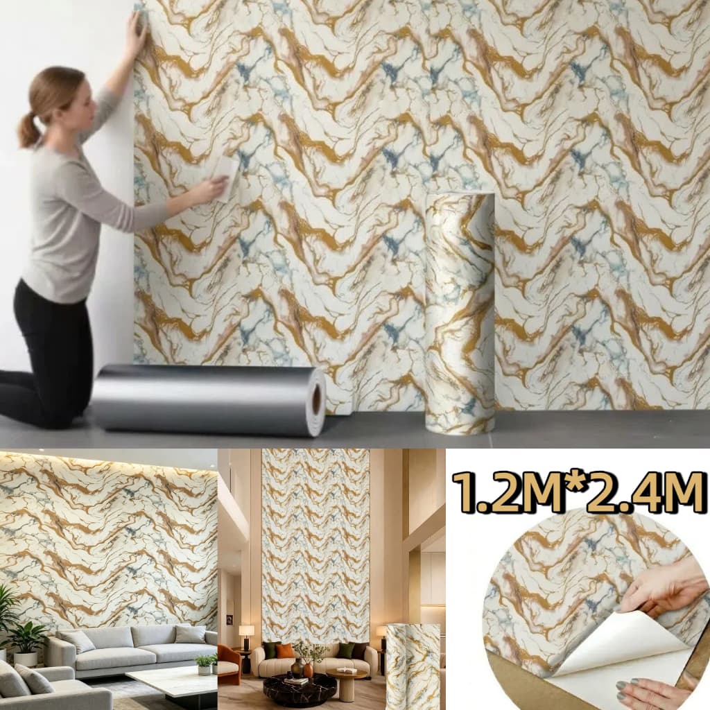 Placas Adesivas Marmore Grande 1,2m*2,4m Pelicula Lavavel Dourado