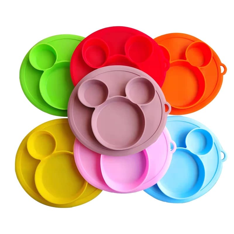 Prato Infantil Em Formato De Mickey Mouse Conjunto De Alimentação De Palha De Trigo Ecológico Tigela De Treinamento Lanc