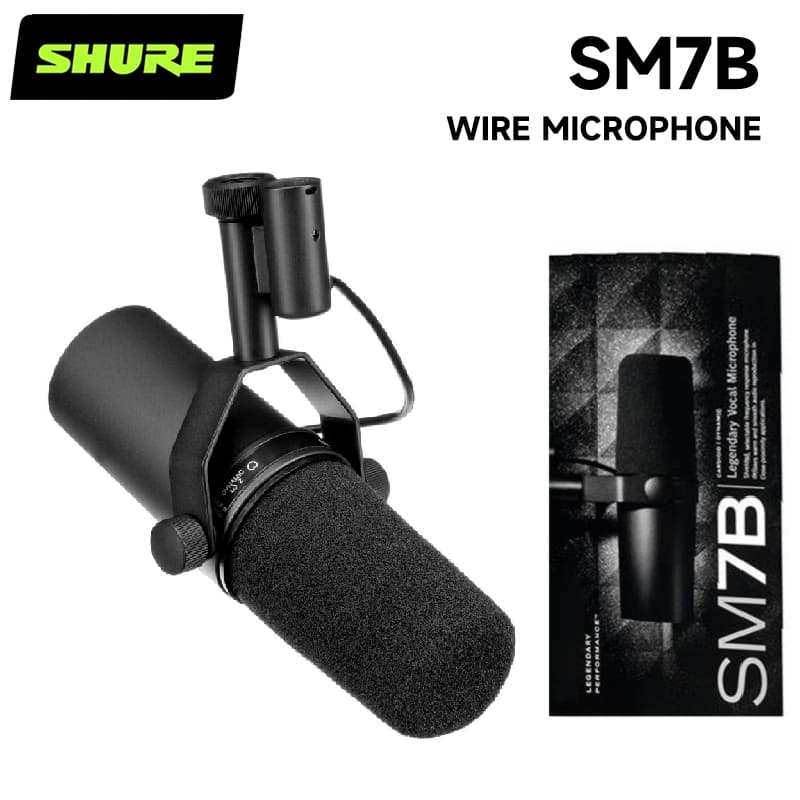 Microfone Vocal SHURE SM7B, microfone profissional dinâmico com fio, capa de sopro integrada, explicação de voz de jogo/