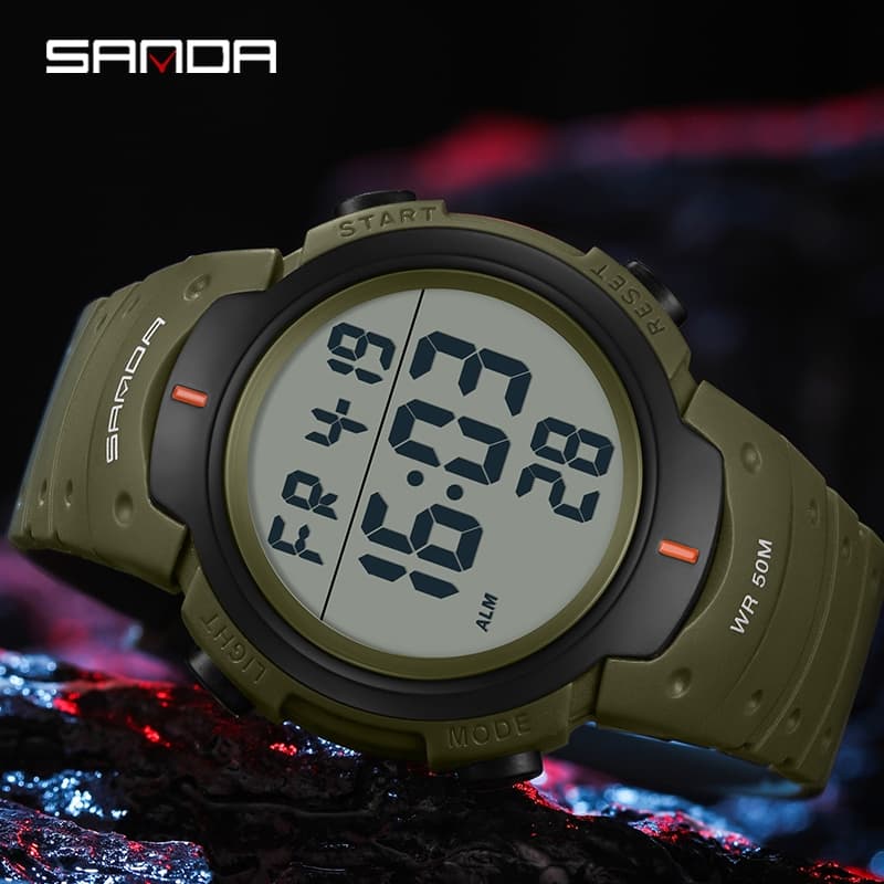 SANDA 2155 Digital Sports Boy Student Men LED Relógios De Pulso Relógio Multifuncional Eletrônico Luminoso À Prova D'águ