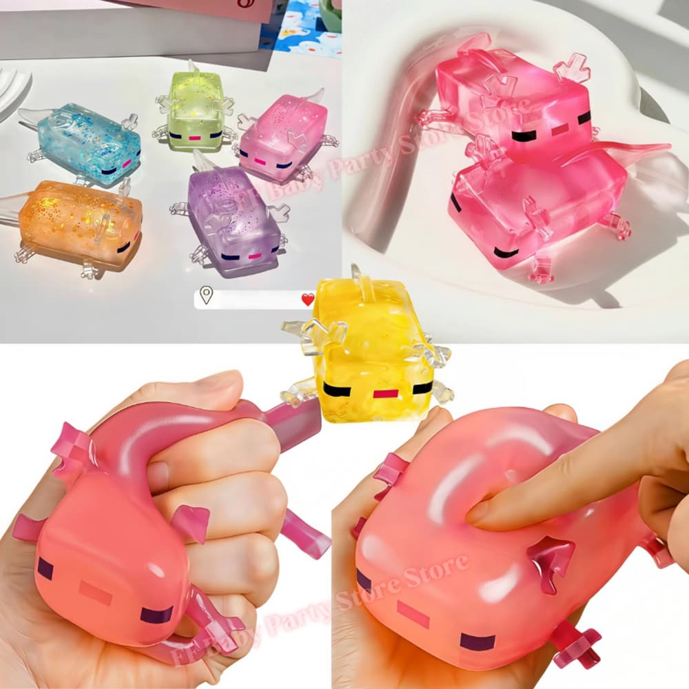 4 Pçs Bonito Brinquedo Mole Dos Desenhos Animados Axolotl Squeeze Presente Para Aliviar O Estresse Liberação Emoções Rec