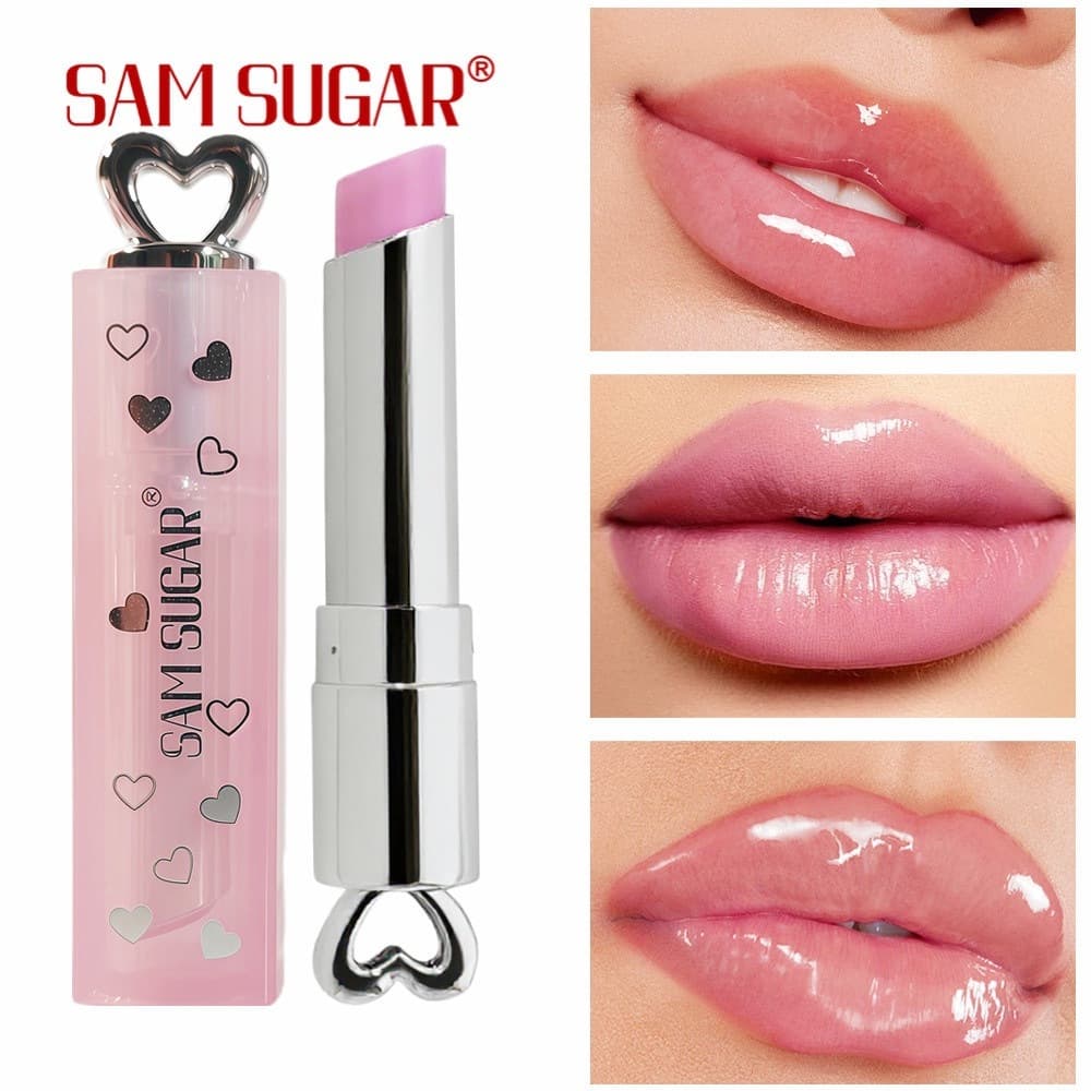 Bálsamo Labial Que Muda De Temperatura Em Formato De Coração SAM SUGAR , Cuidado Hidratante Anti-Rachaduras Para Outono